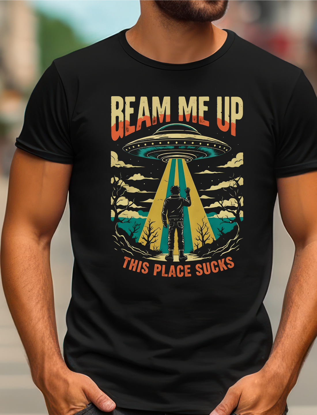 Funny UFO Alien T-Shirt, Sci-Fi Graphic Tee, Gift for Sci-Fi Lovers, Alien Abduction T-Shirt, Graphic Novelty Shirt