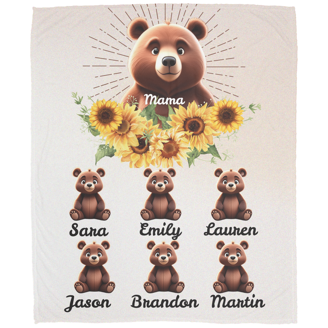 Gift for Mom Blanket: Mother's Day Present from Kids, Mama Bear Plush Fleece Blanket - 50x60