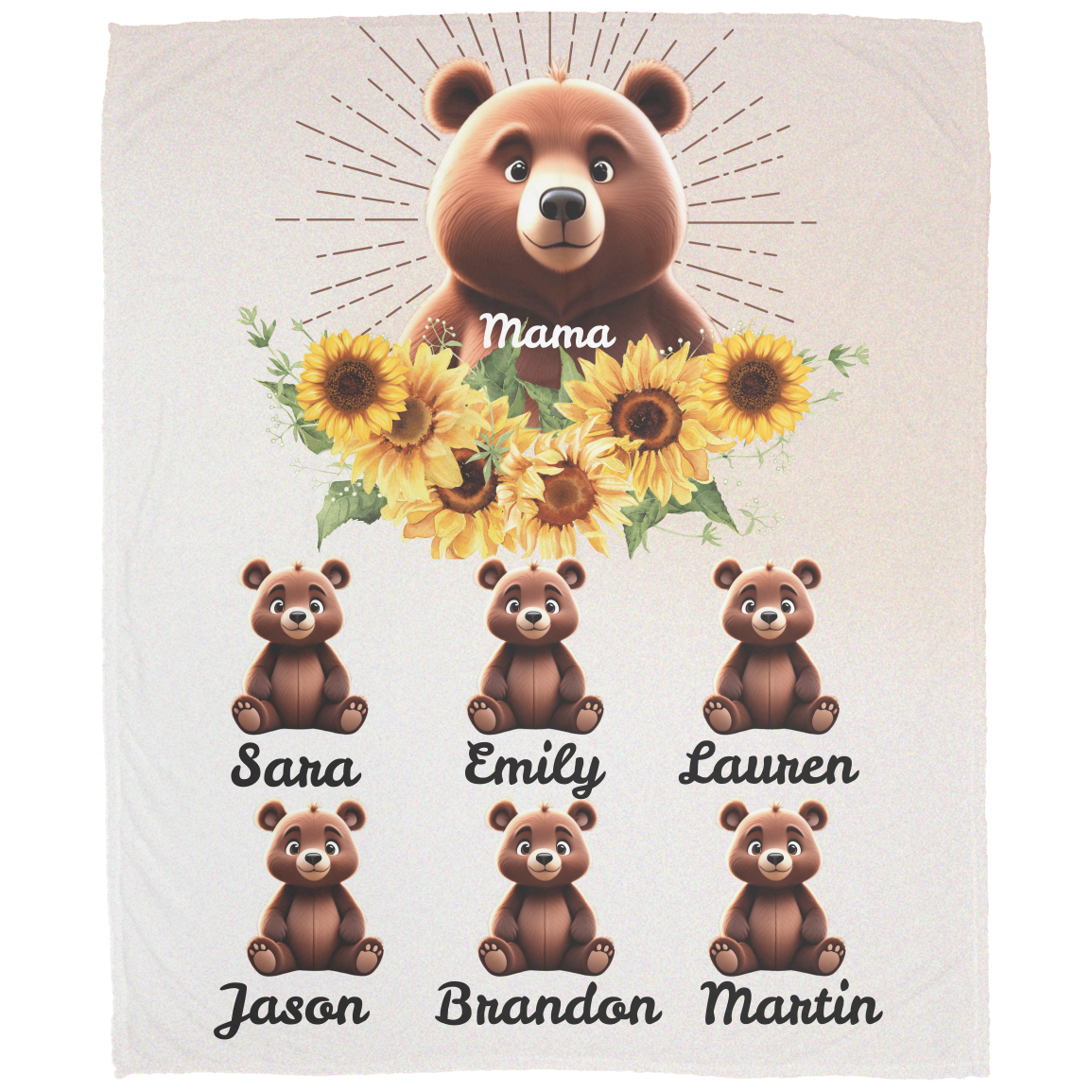 Gift for Mom Blanket: Mother's Day Present from Kids, Mama Bear Plush Fleece Blanket - 50x60