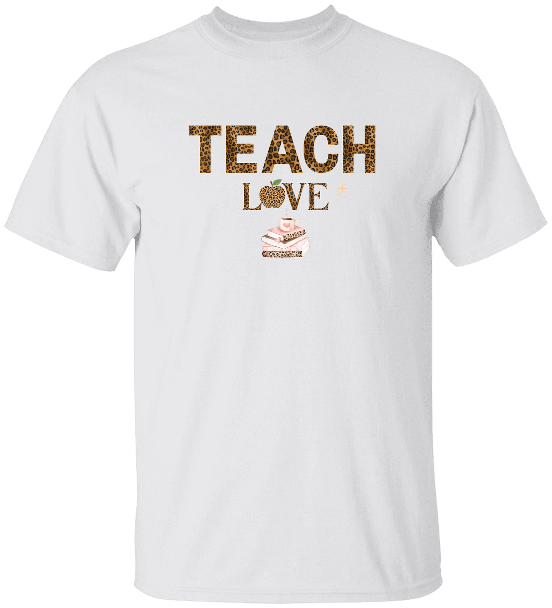 Teach Love Leopard Print Teacher Shirt – Cute Teacher Appreciation T-Shirt, Classroom Gift for Teachers, Back to School Teacher Tee