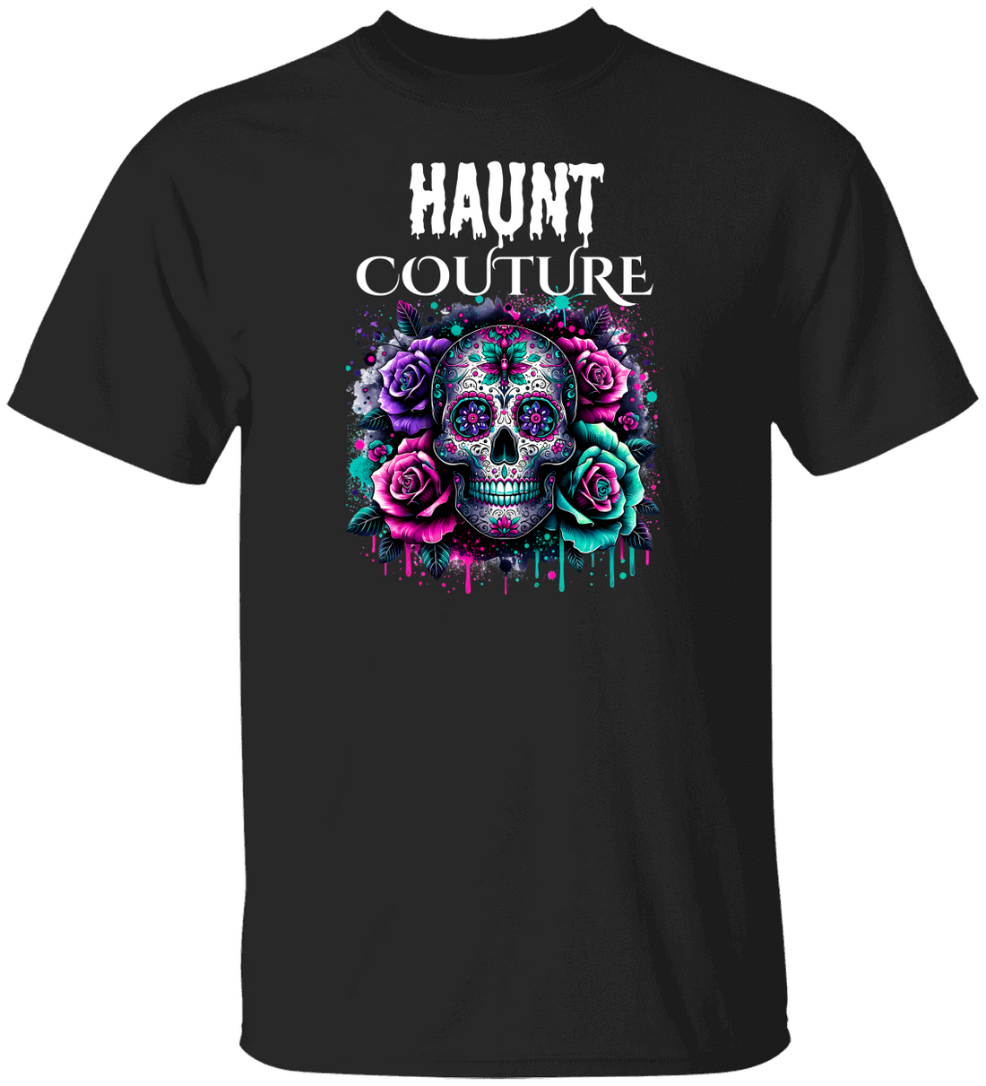 Skull & Roses Graphic Halloween Tee Haunt Couture reveal.”