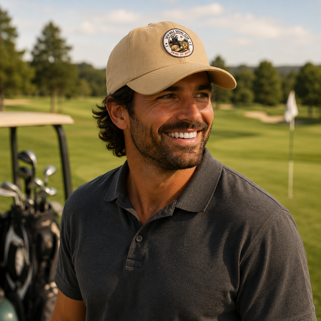 19th Hole Social Club Golf Shirt | Matching Golf Hat | Comfort Colors 1717 Tee | Golf Trip Gift | Golf League Apparel | Swing Sip Repeat