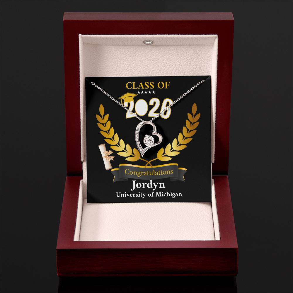 Personalized Graduation Necklace Gift for Her, Class of 2026 Senior Gift, Congrats Graduate Keepsake Necklace