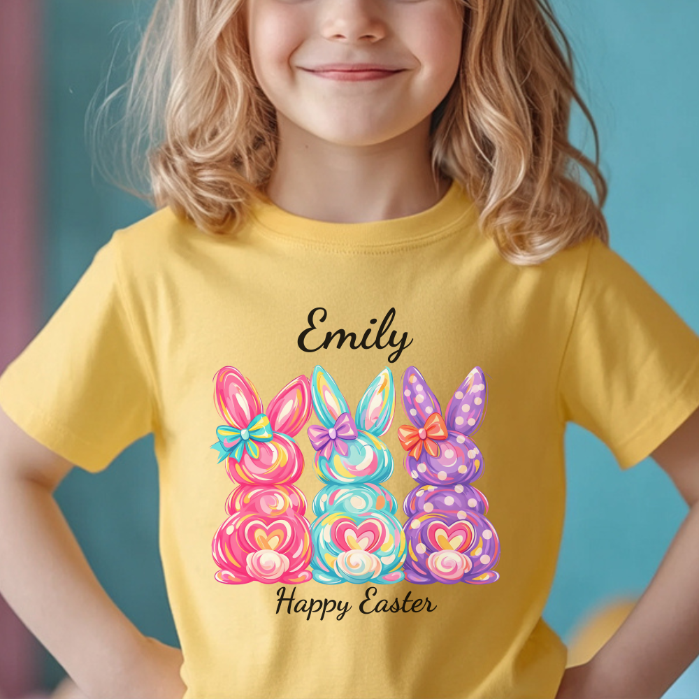 Personalized Easter Toddler Shirt, Custom Name Bunny Tee, Soft Cotton Kids T-Shirt, Easter Gift for Toddlers, Spring Fun Clothing