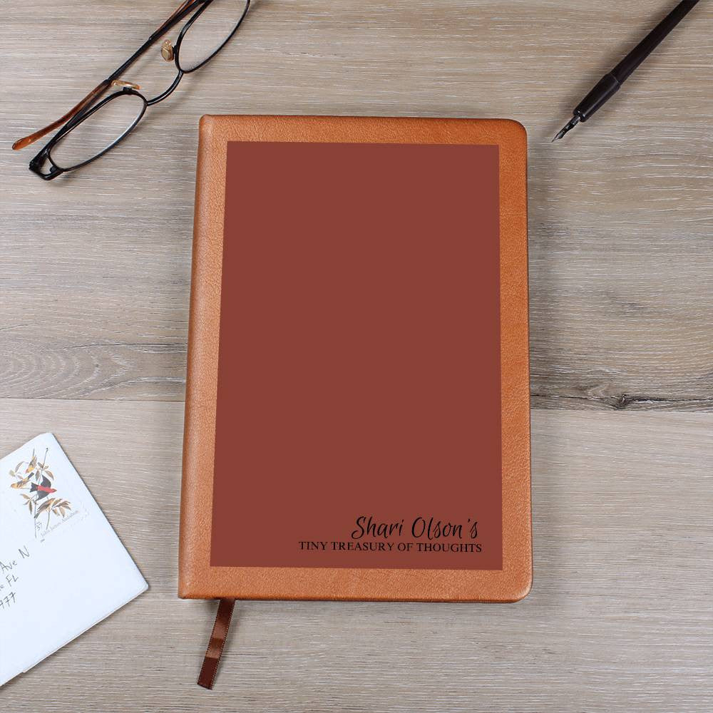 Personalize Graphic Leather Journal "Tiny Treasury of Thoughts" Gift for Mentor | Gift for Friend |Xmas Gift
