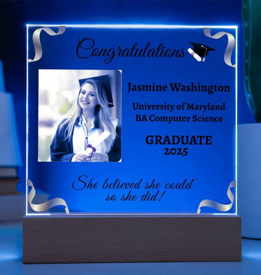 Personalized Graduation Photo Acrylic Square Nite Light! Class of 2025!