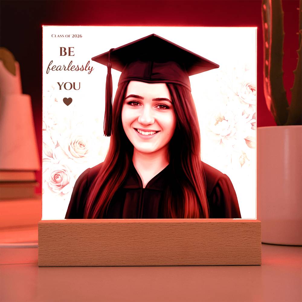 Custom Graduation Photo Plaque, Personalized Grad Gift 2026, LED Acrylic Plaque, Daughter Graduation Gift, Floral or Gold Style Keepsake