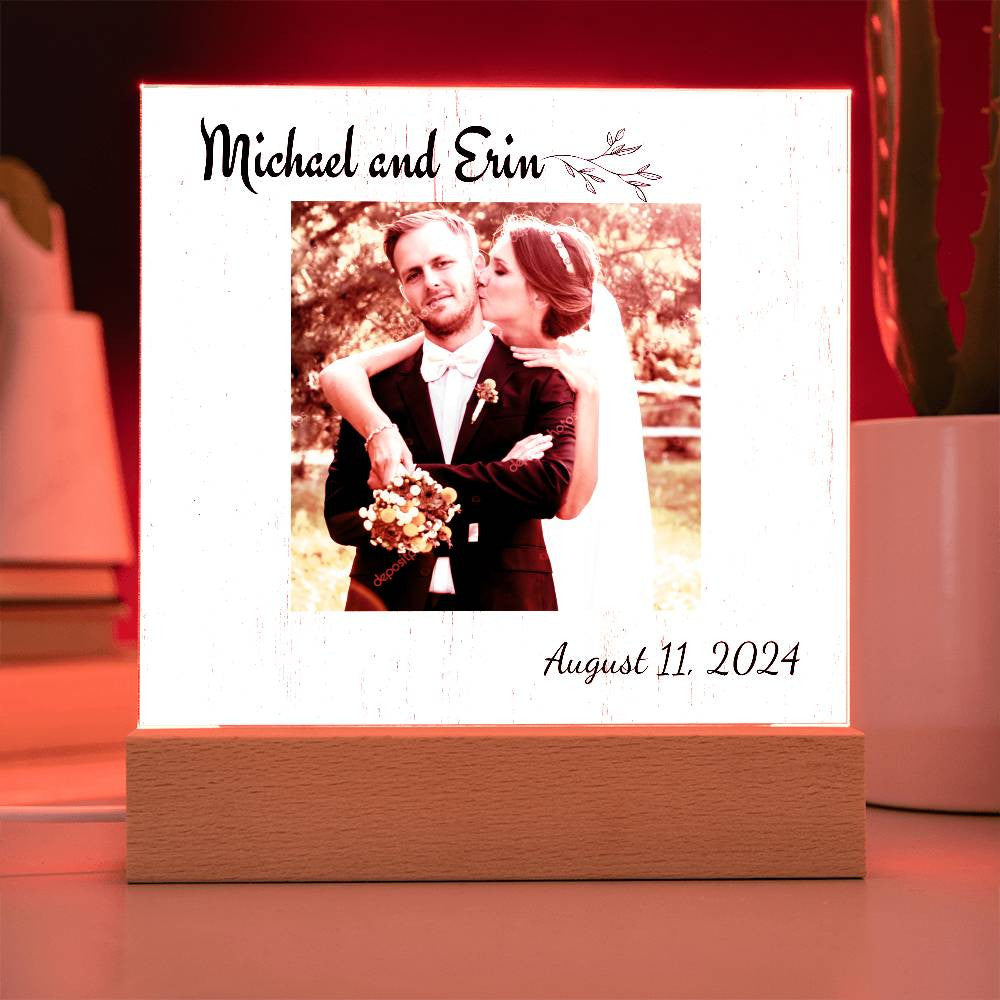 Personalized Wedding Photo Frame |  Acrylic Square Plaque