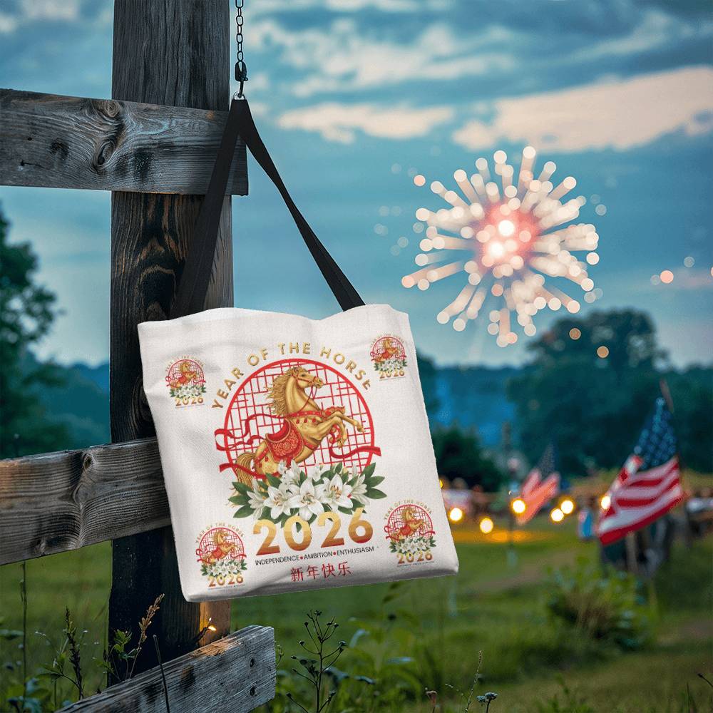 Year of the Horse Tote Bag, 2026 Zodiac Lunar New Year Keepsake!