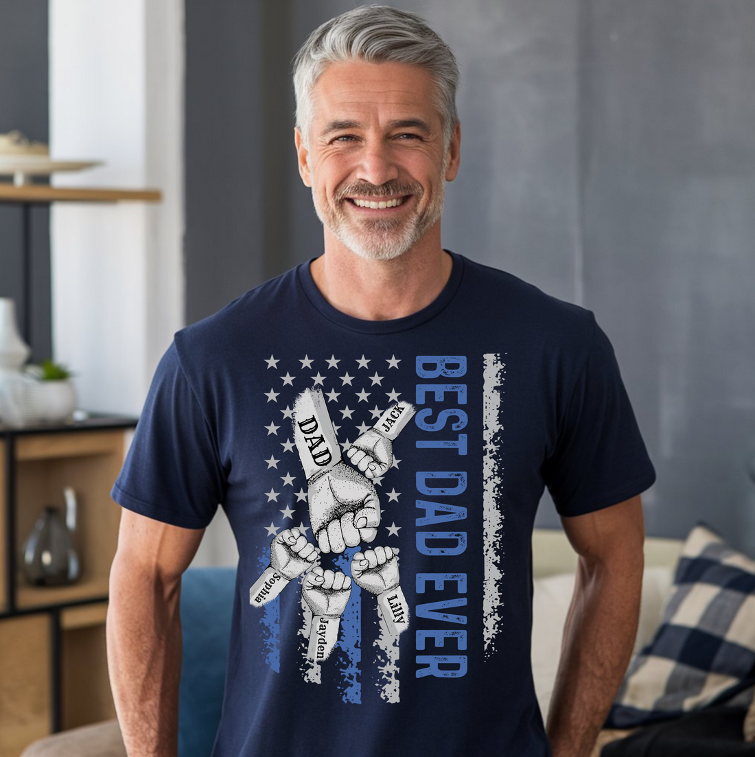 Personalized Best Dad Ever Raised Fist Bump Shirt!