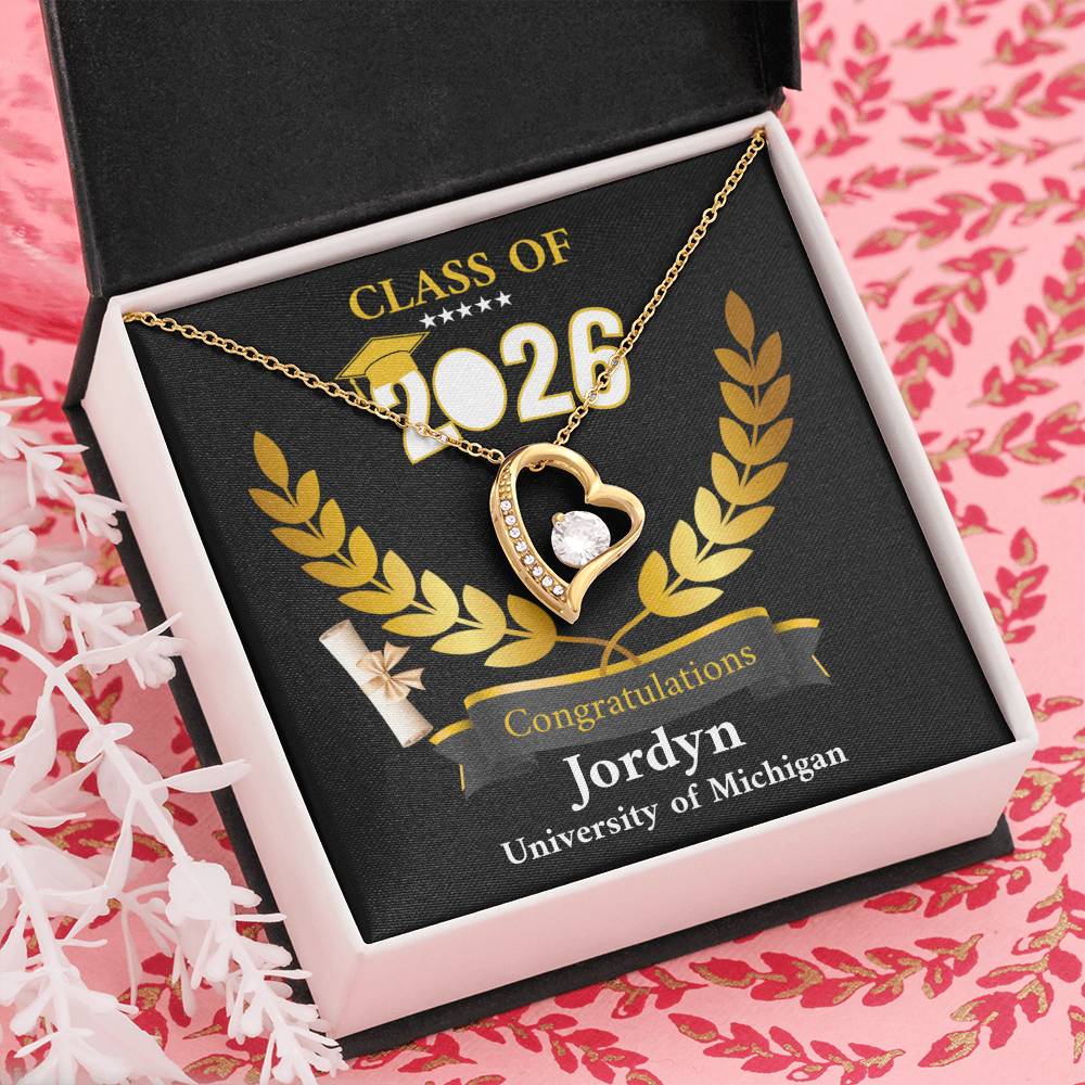 Personalized Graduation Necklace Gift for Her, Class of 2026 Senior Gift, Congrats Graduate Keepsake Necklace