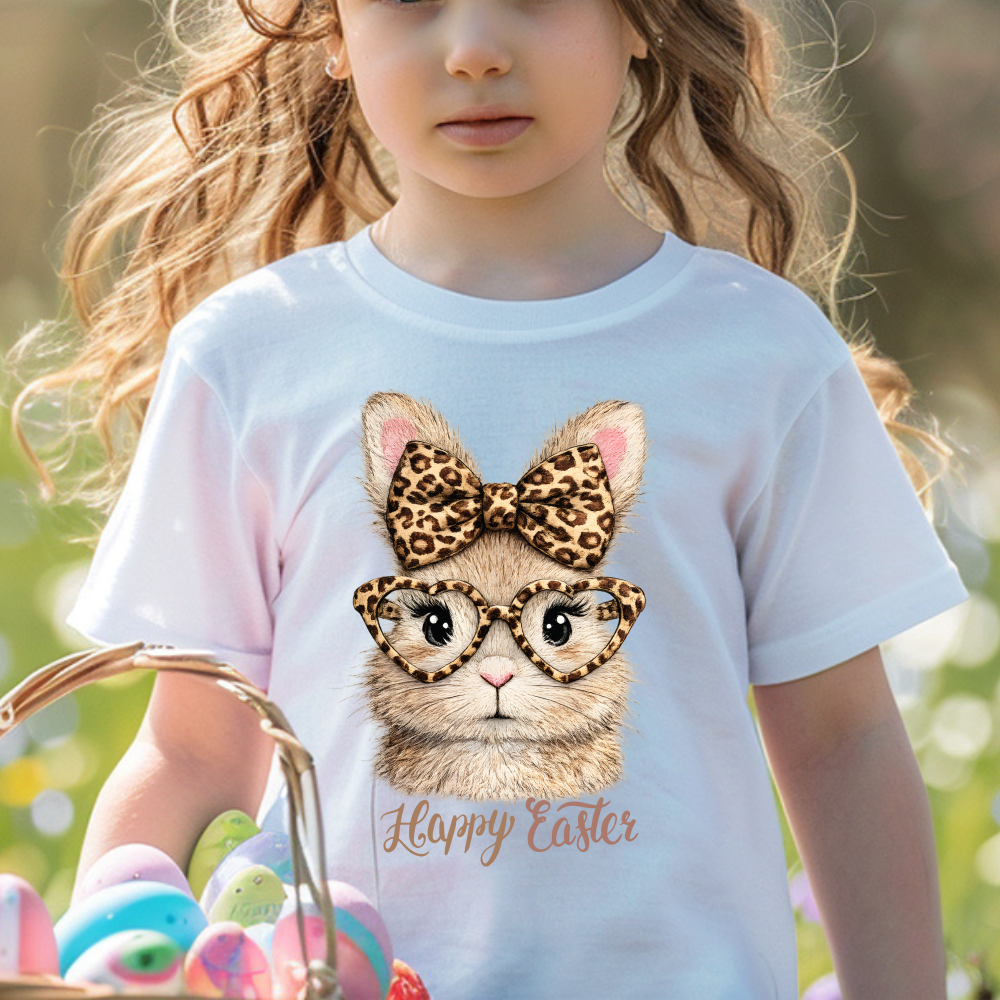 Easter Bunny Shirt, Cute Bunny Shirt for Kids, Bow Rabbit Tee, Girls Animal Shirt, Easter Outfit, Hoppy Easter Top, Kids Gift