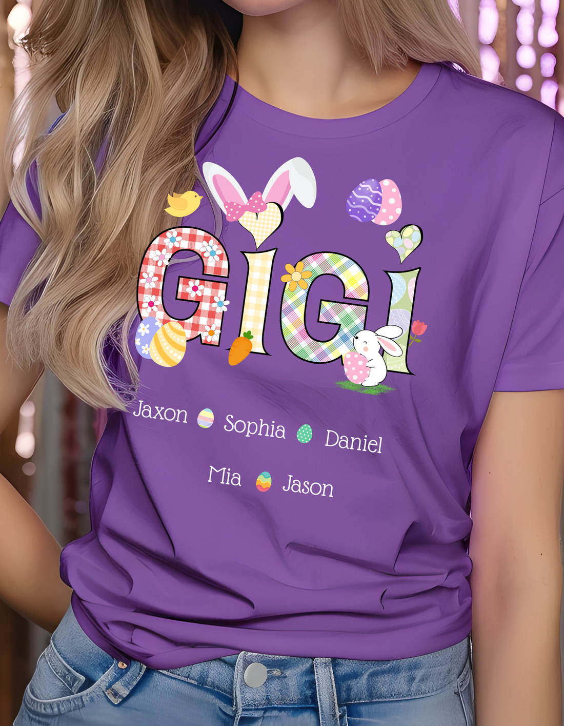 Personalized Easter Bunny GIGI Custom GIGI And Grandkids T-Shirt