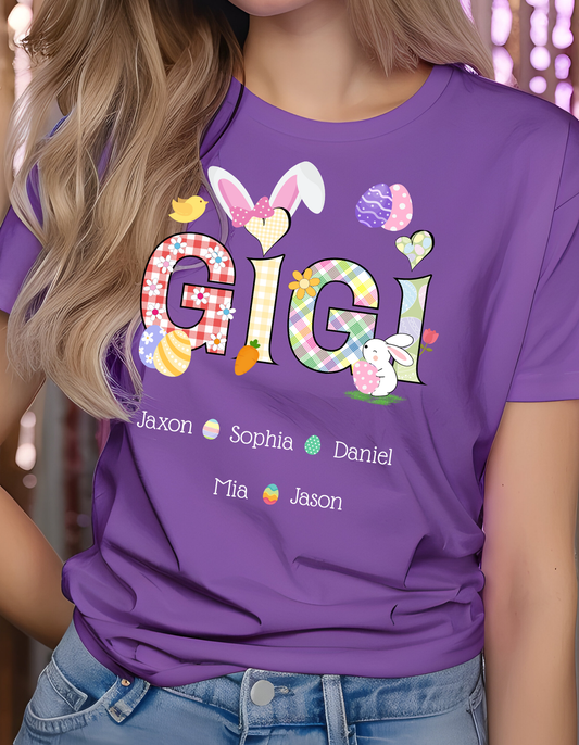 Personalized Easter Bunny GIGI Custom GIGI And Grandkids T-Shirt