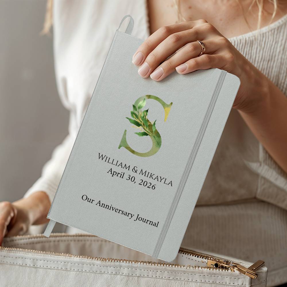 Personalized Anniversary Journal for Couples – Custom Initial & Names Journal – Romantic Keepsake Gift for Him or Her