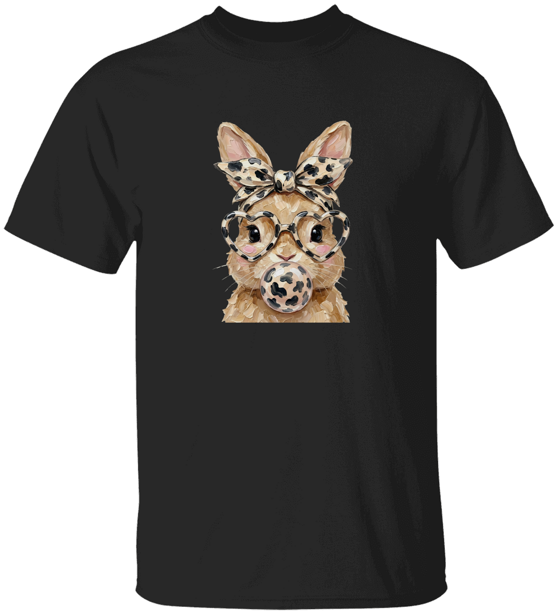 Cute Bunny Kids T-Shirt, Leopard Print Glasses Tee, Adorable Animal Graphic Top, Fun Clothes for Kids, Gift for Animal Lovers