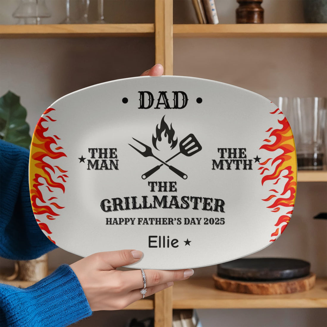BBQ Grilling Personalized Plate, Daddy's Grilling Plate for Father's Day, Custom Gift for Him