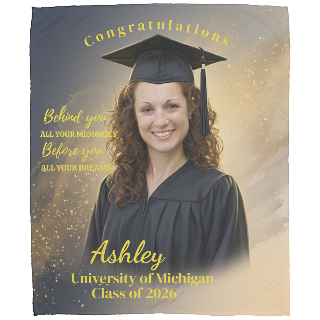 Personalized Graduation Blanket with Photo – Custom Graduate Gift 2026, College High School Senior Keepsake Throw, 50x60
