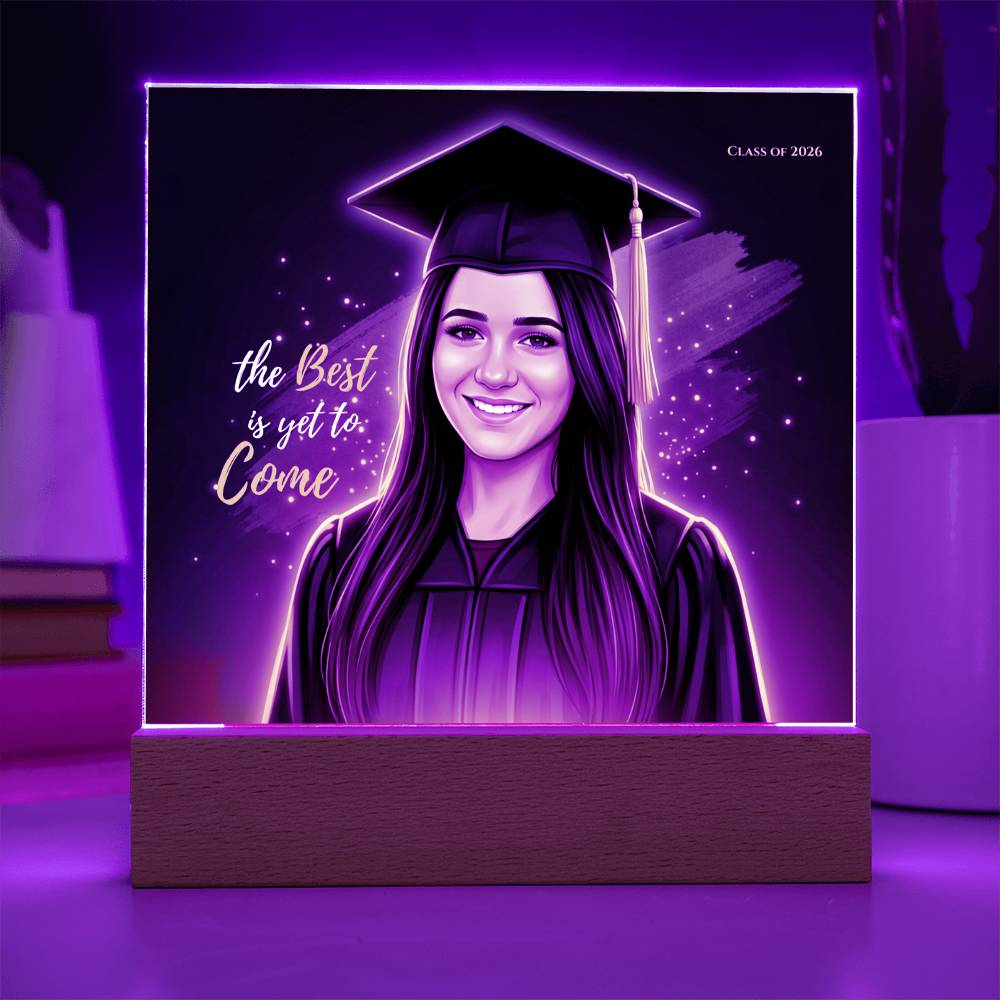 Custom Graduation Photo Plaque, Personalized Grad Gift 2026, LED Acrylic Plaque, Daughter Graduation Gift, Floral or Gold Style Keepsake