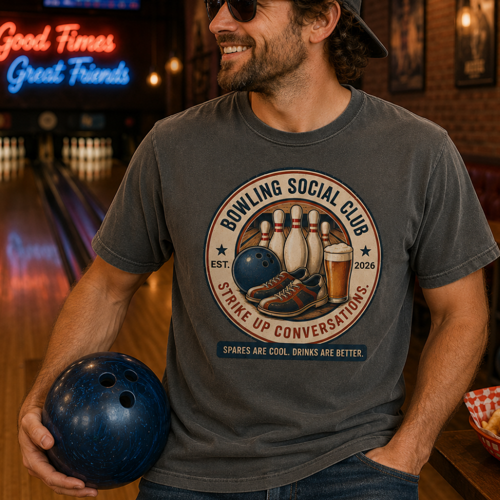 Bowling Social Club Shirt | Strike Up Conversations | Funny Bowling T-Shirt | Comfort Colors 1717 Tee | Bowling Gift for Men & Women | Matching Tumbler Included