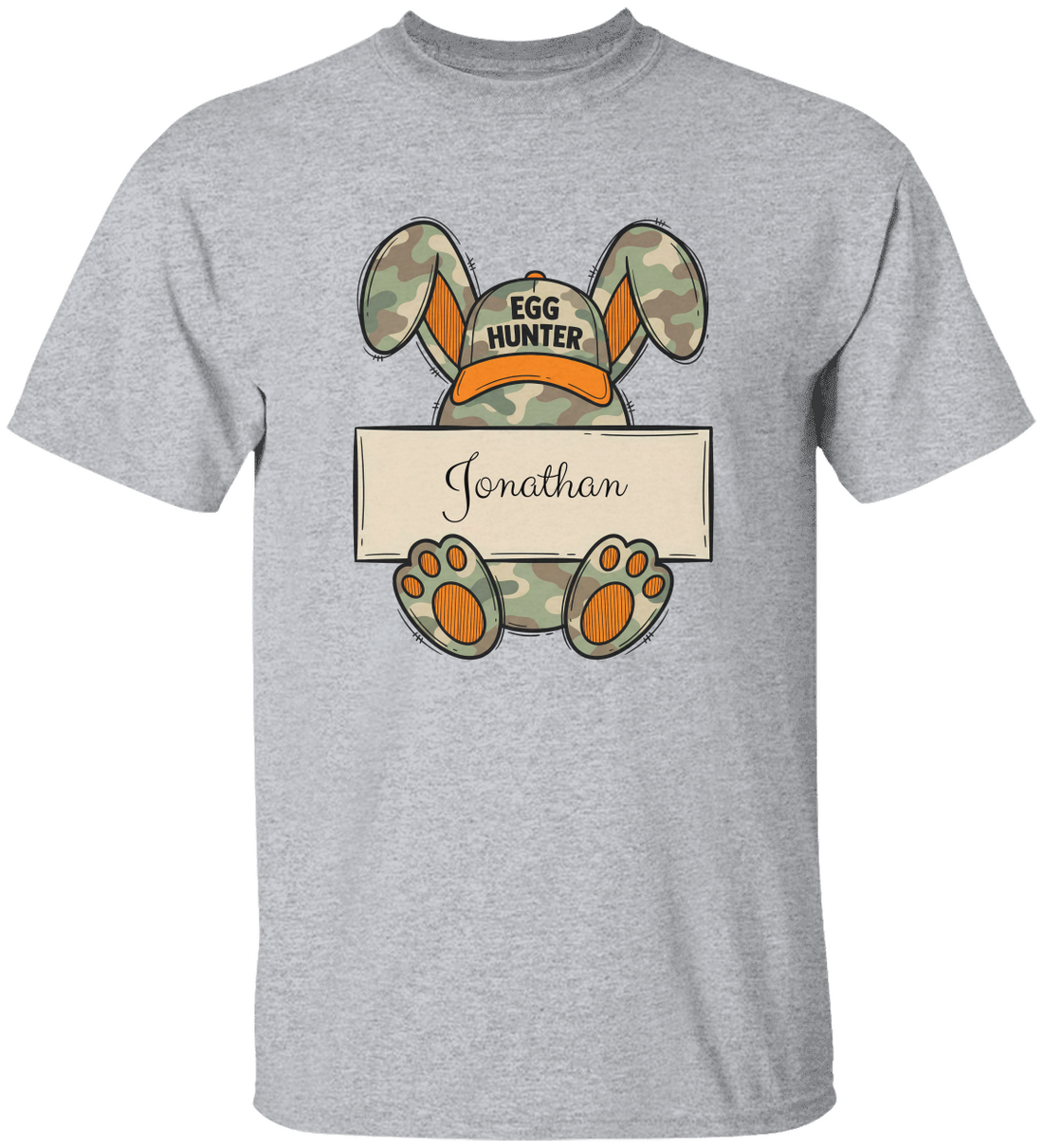 Personalized Easter Kids T-Shirt, Egg Hunter Bunny Shirt, Custom Name Toddler Tee, Easter Gift, Camouflage Bunny Ears