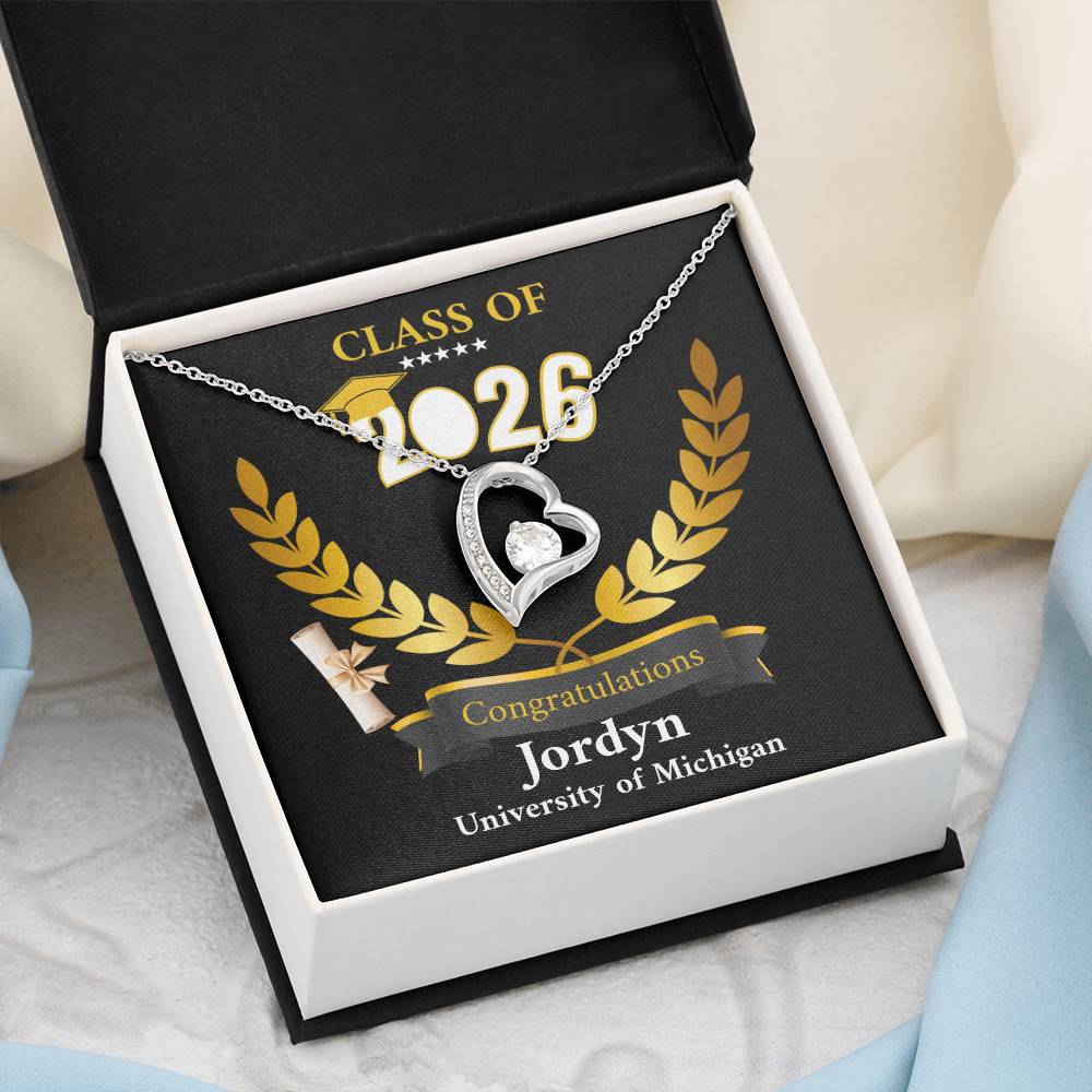 Personalized Graduation Necklace Gift for Her, Class of 2026 Senior Gift, Congrats Graduate Keepsake Necklace