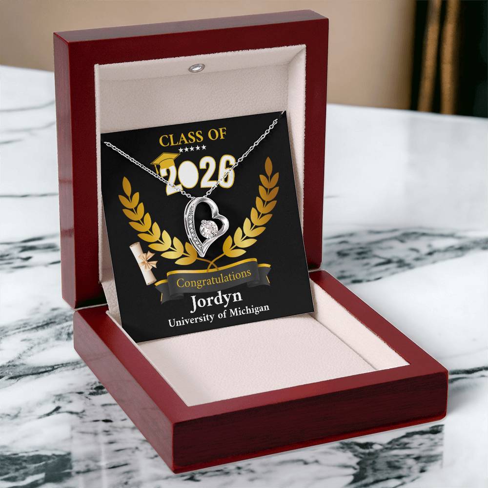 Personalized Graduation Necklace Gift for Her, Class of 2026 Senior Gift, Congrats Graduate Keepsake Necklace