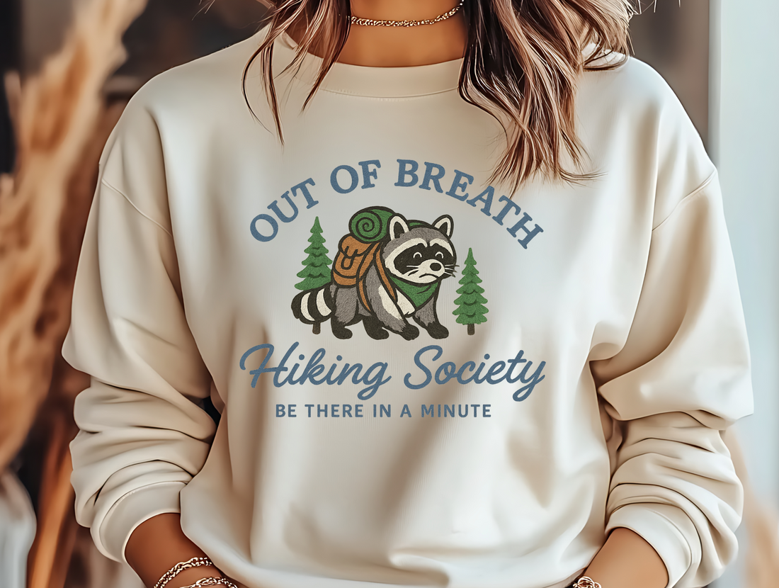 Funny "Out of Breath Hiking Society" Sweatshirt, Nature Lover Sweatshirt, Funny Hiking Crewneck