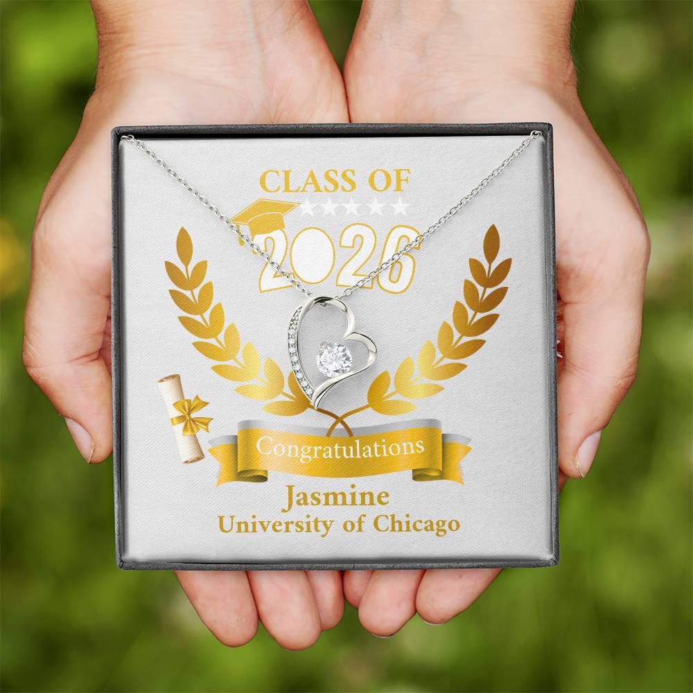 Personalized Graduation Necklace Gift for Her, Class of 2026 Senior Gift, Congrats Graduate Keepsake Necklace