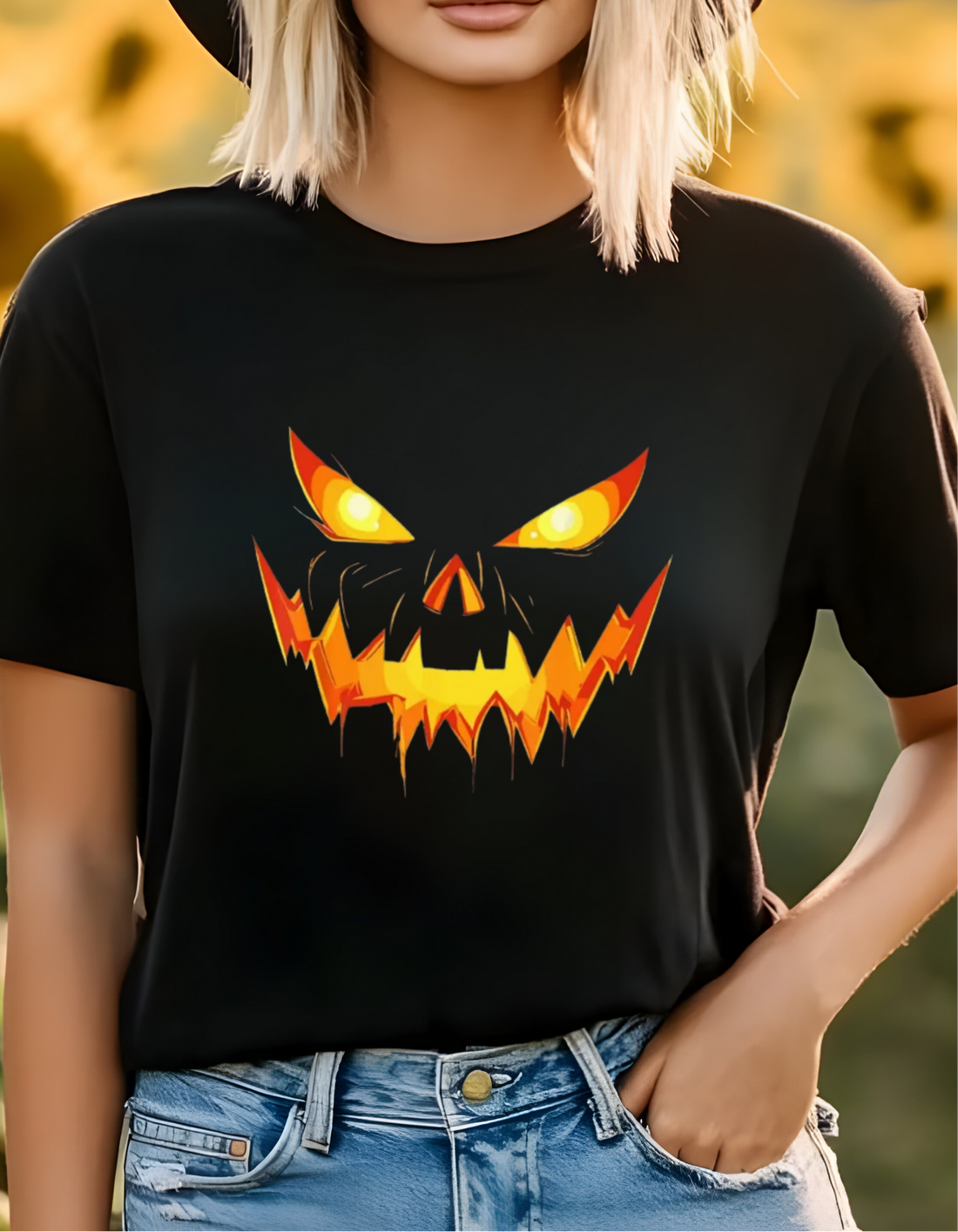 Halloween, jack-o’-lantern, pumpkin face,Cotton Tee