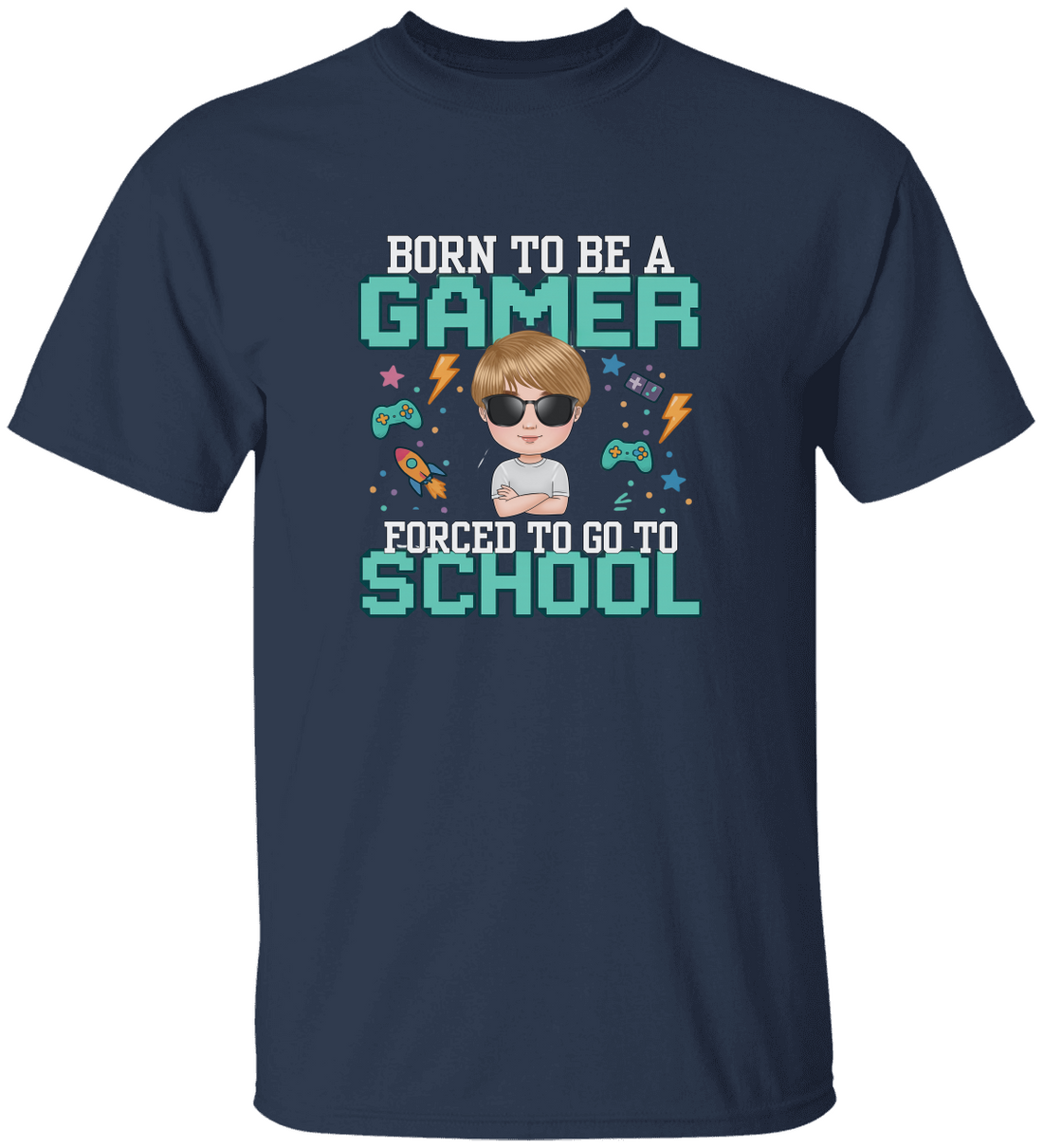 Kids Gamer Tee - Personalize Image Fun School Shirt