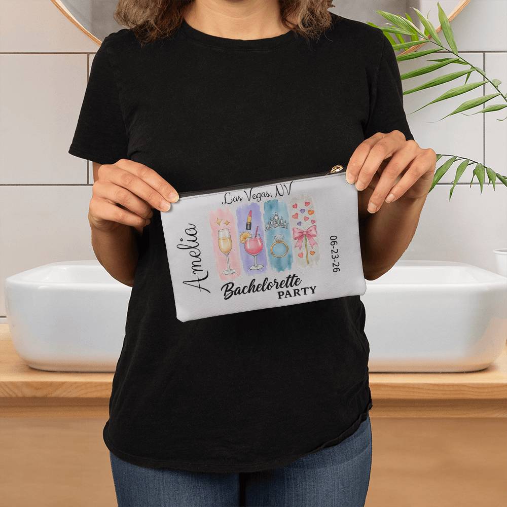 Bachelorette Personalized Makeup Bag, Bridal Shower Gift, Custom Bridesmaid Pouch, Party Favors