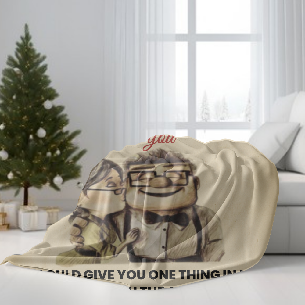 To My Wife Love Message Blanket – Heartfelt Husband Gift, Romantic Cartoon Couple Blanket, Personalized Love Message Throw- 50x60