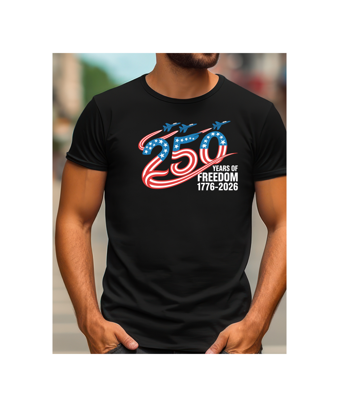 250 Years of Freedom T-Shirt, Patriotic Independence Day Tee, USA Flag Shirt, Celebrating 1776-2026, Women's Summer Top