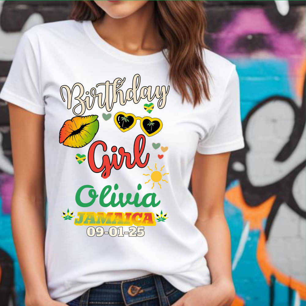 Custom Birthday Girl Jamaica T-Shirt