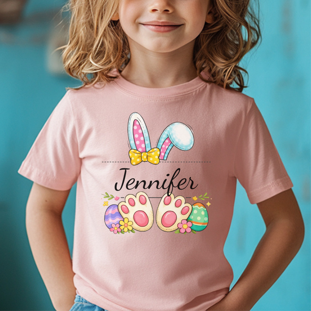 Happy Easter Custom Shirt, Cute Bunny Toddler T-Shirt, Easter Family Trip Shirt, Kids Easter Tee, Personalized Easter Shirt, Bunny Lover Tee