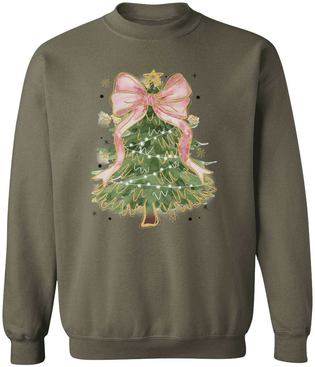 Christmas Tree Bow Shirt, Christmas Coquette Pullover Sweatshirt