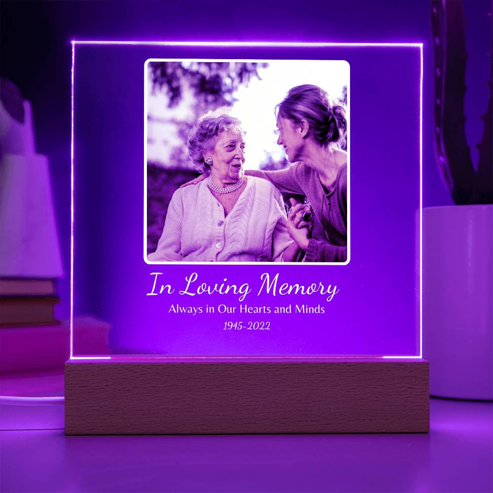 Personalized Memorial "In Loving Memory" Photo Acrylic Square Nite Light!