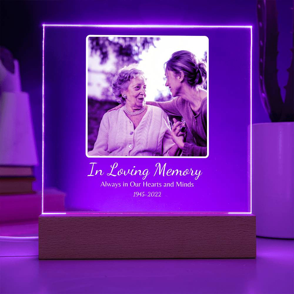 Personalized Memorial "In Loving Memory" Photo Acrylic Square Nite Light!