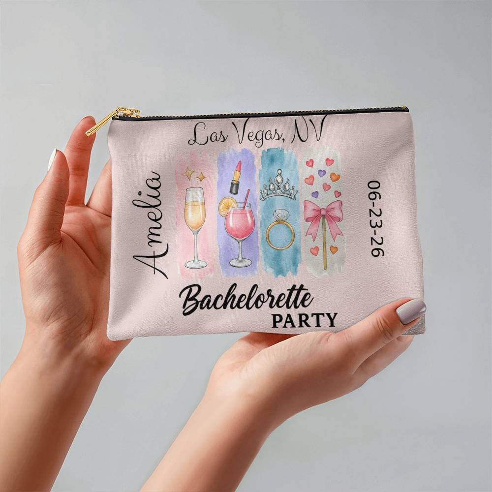 Personalized Bachelorette Party Makeup Bag, Bridal Shower Favor, Bridesmaid Gift Idea