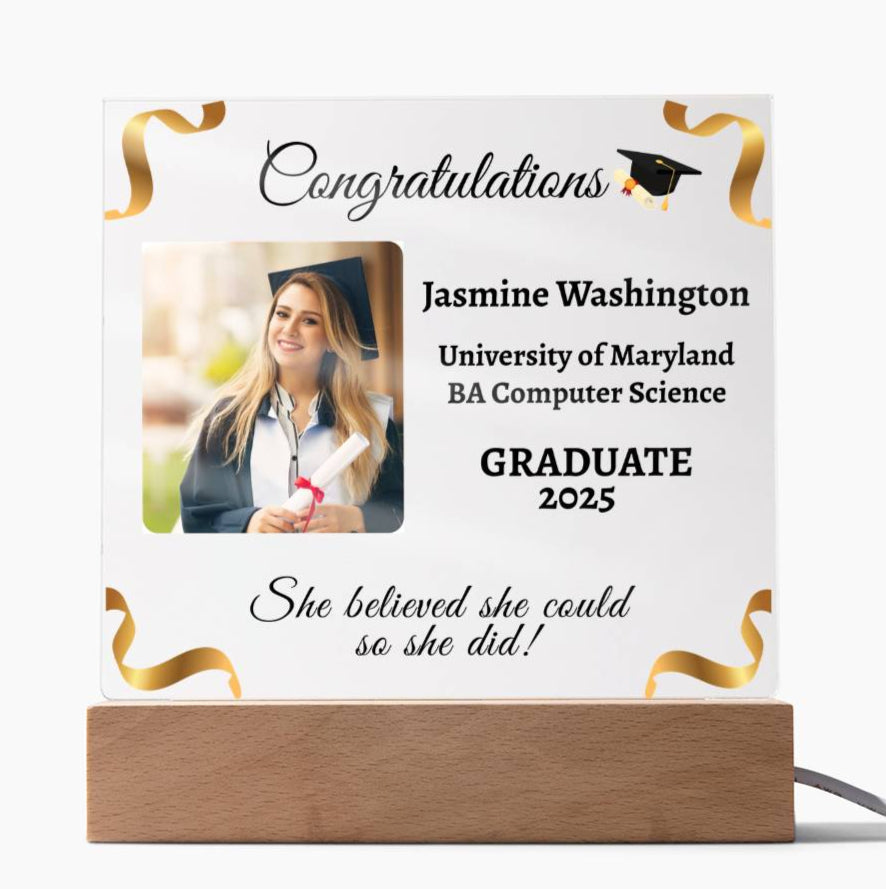 Personalized Graduation Photo Acrylic Square Nite Light! Class of 2025!