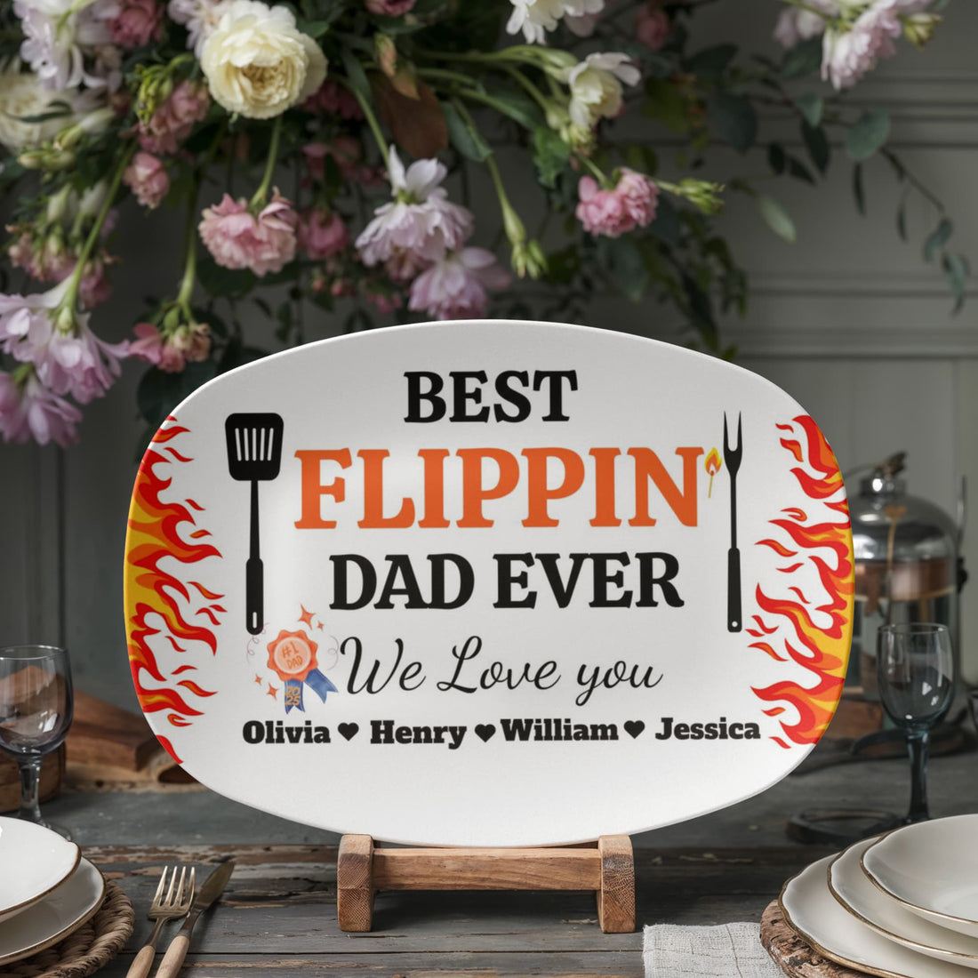 BBQ Grilling Personalized Plate, Daddy's Grilling Plate for Father's Day, Custom Gift for Him 10”x14” Platter