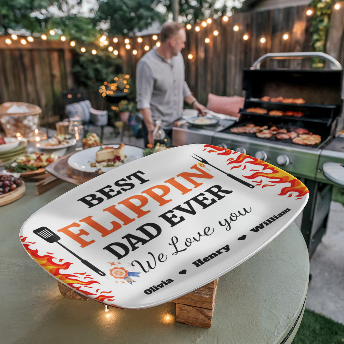BBQ Grilling Personalized Plate, Daddy's Grilling Plate for Father's Day, Custom Gift for Him 10”x14” Platter