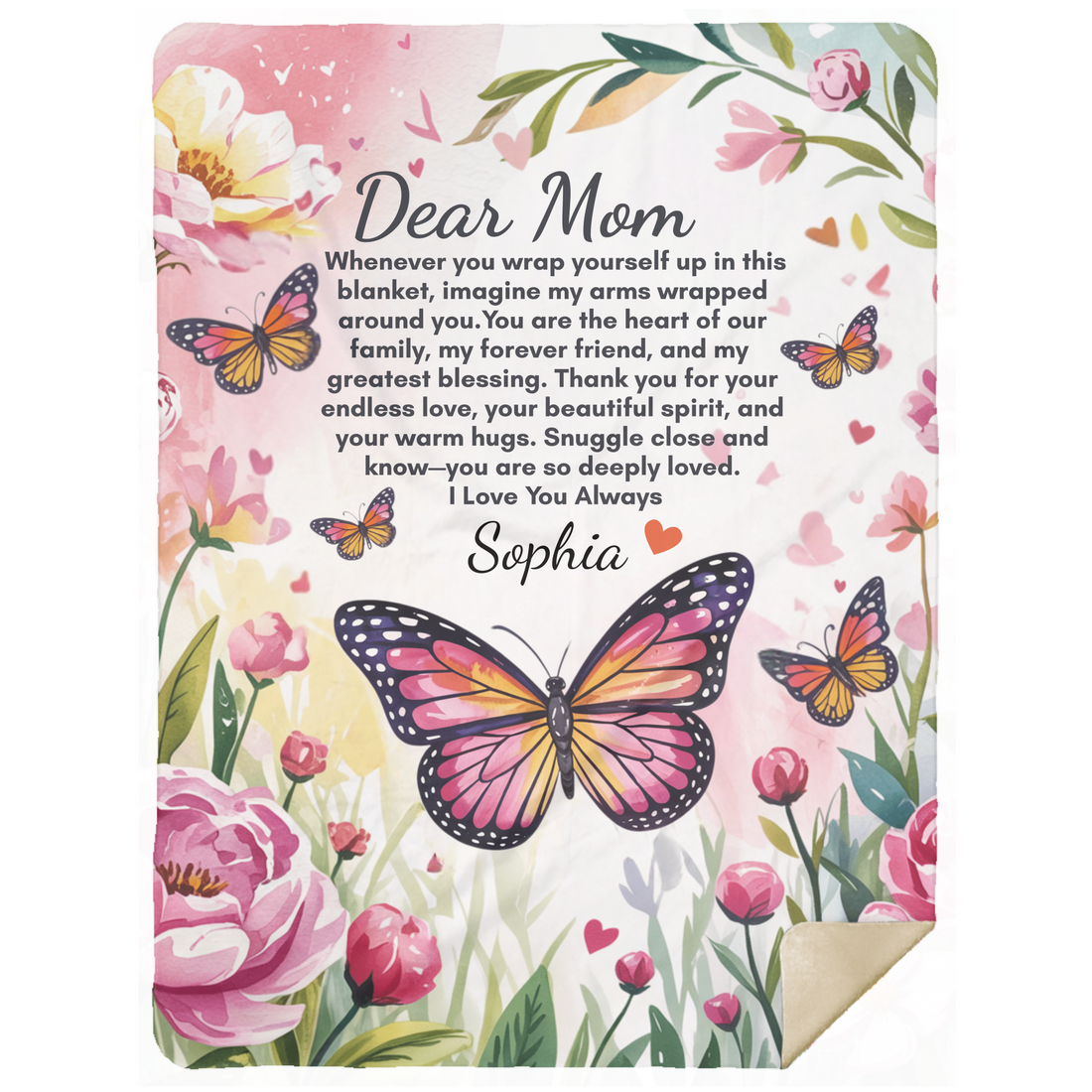 Personalized Mom Butterfly Throw Blanket, Mothers Day Gifts, For Mom Butterfly Blanket