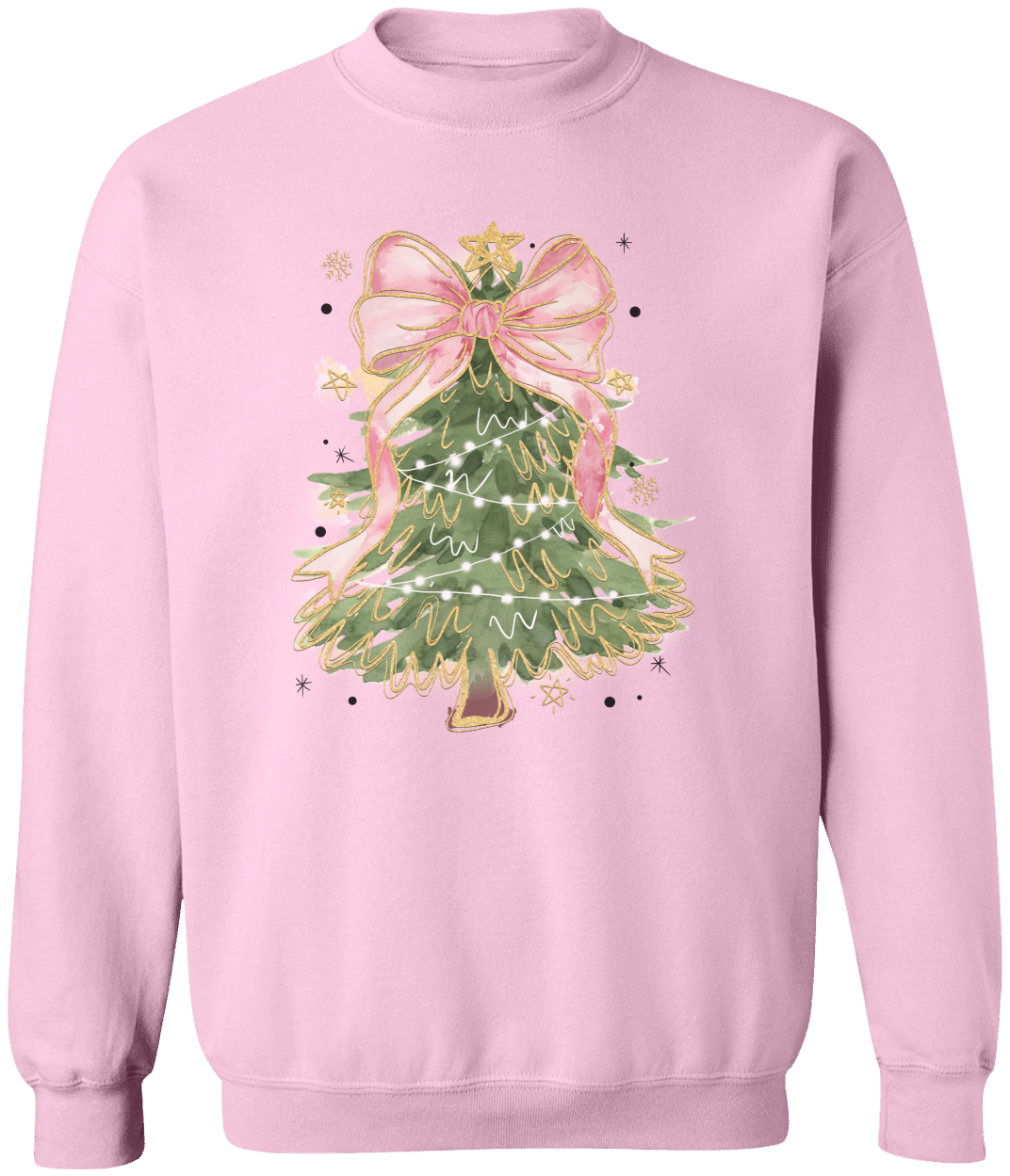 Christmas Tree Bow Shirt, Christmas Coquette Pullover Sweatshirt