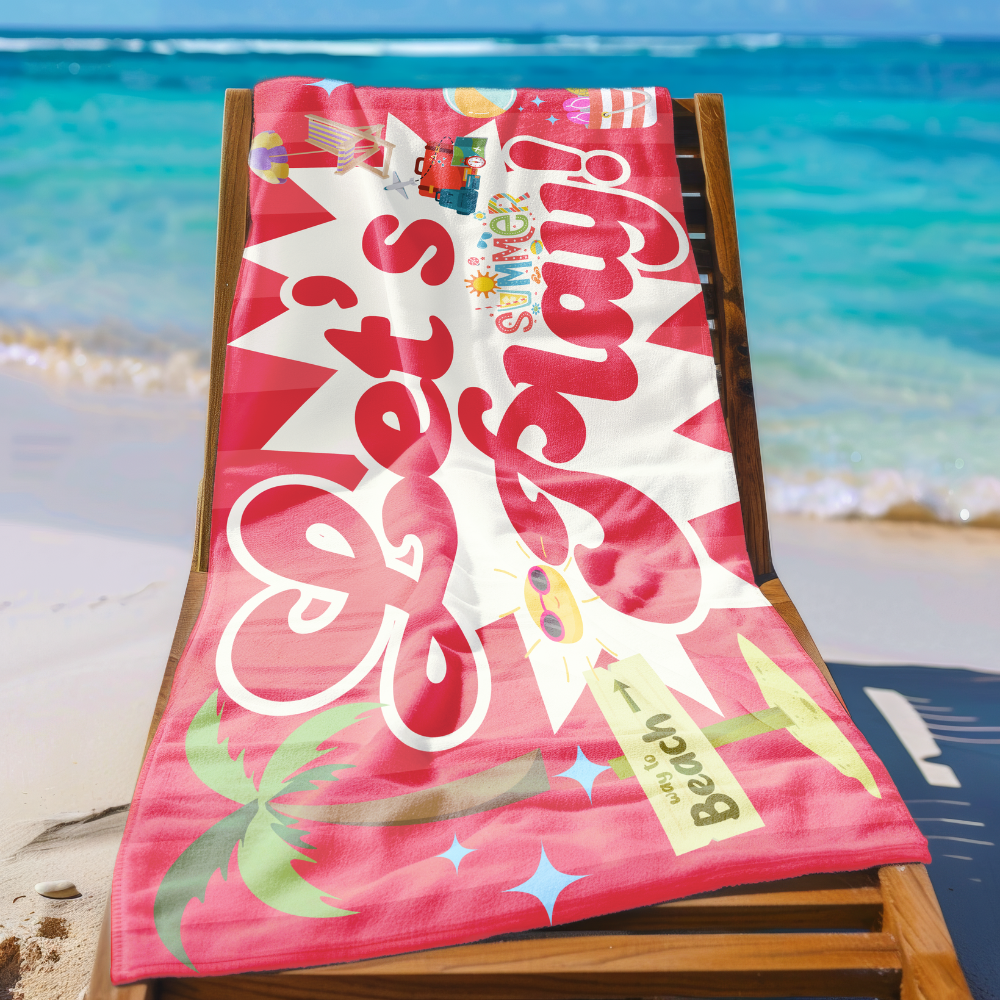 Retro Let's Play Summer Fun Beach Towel