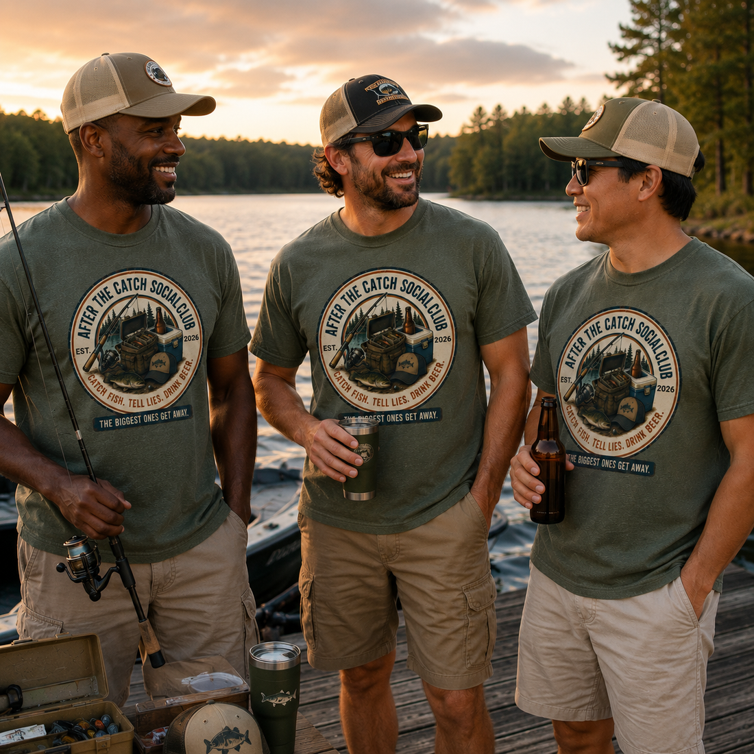 After the Catch Social Club Shirt | Comfort Colors Fishing Tee & Matching Hat | Fisherman Gift | Fishing Club Apparel | Lake Weekend Shirt