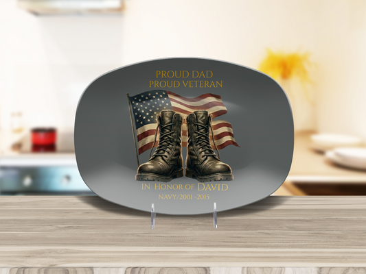Personalized Veteran Platter – Custom Military Tribute Gift for Father’s Day – Honoring All Who Served – Gift for Dad, Veteran, Husband