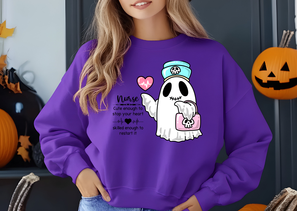 Cute Nurse Ghost Sweatshirt - Fun Halloween Apparel