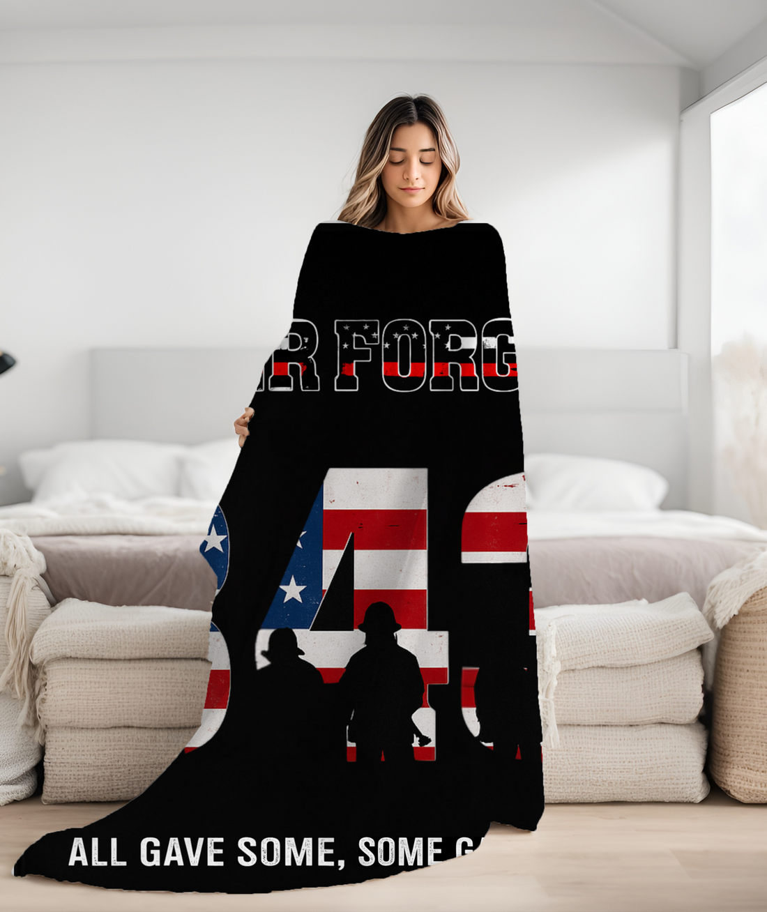 Cozy Patriotic Blanket, Perfect Memorial Gift, Snuggle Blanket for Sofa 50x60in